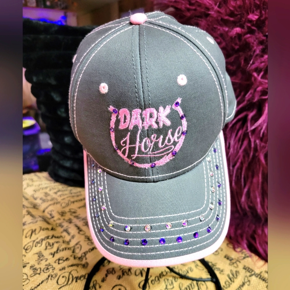 Otto one size  trucker hat embroidered dark horse rhinestones